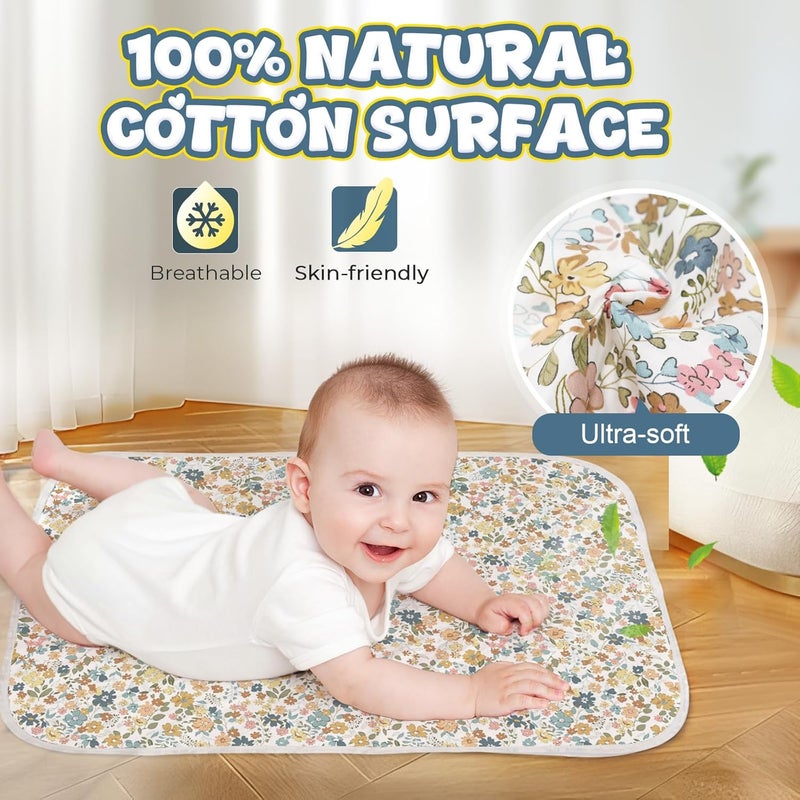 Coinarin Baby Diaper Changing Pad – 31.5" x 21.5" Extra Large Waterproof Absorbent Portable Changing Mat, Reusable Changing Pad Liner for Travel or at Home Use(Floral1) - Image 2
